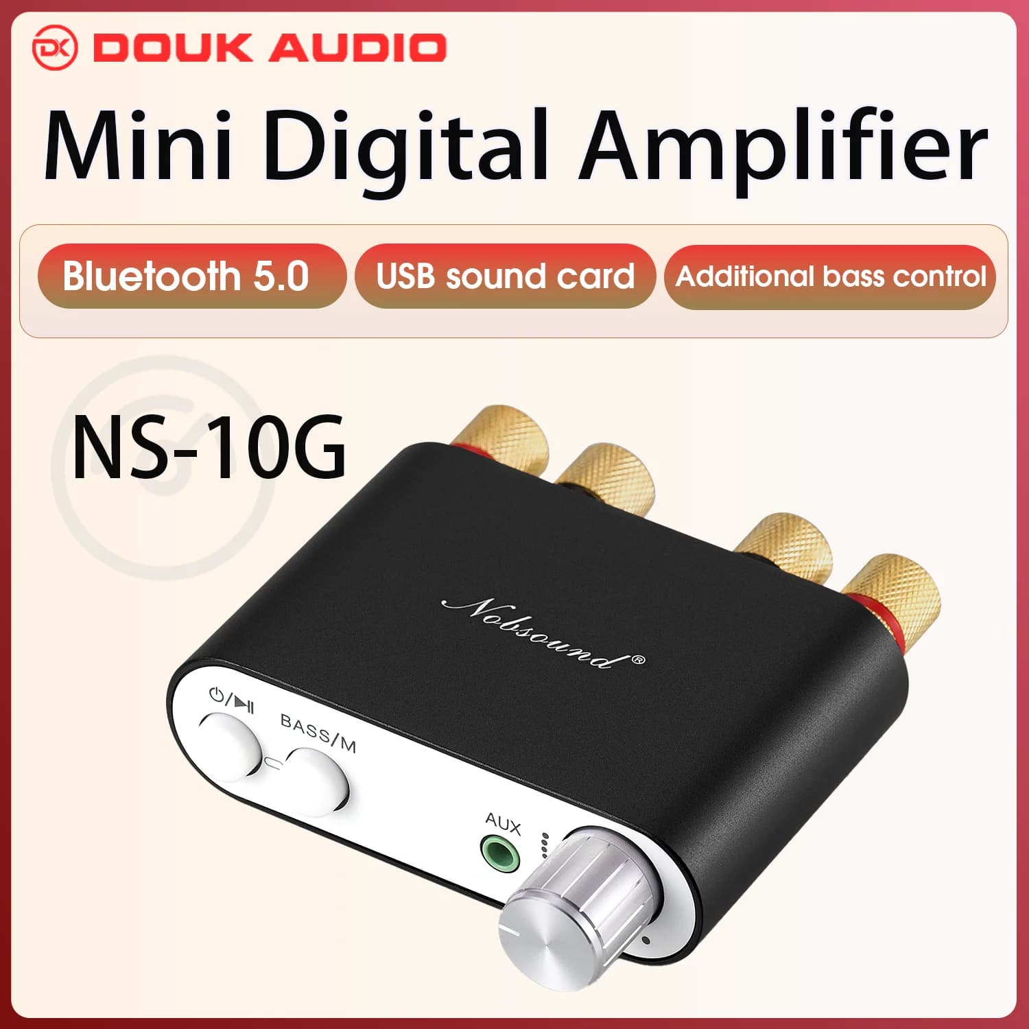 Douk Audio NS-10G Mini Bluetooth 5.0 TPA3116 Amplificateur de Puissance Numérique HiFi Stéréo Audio 