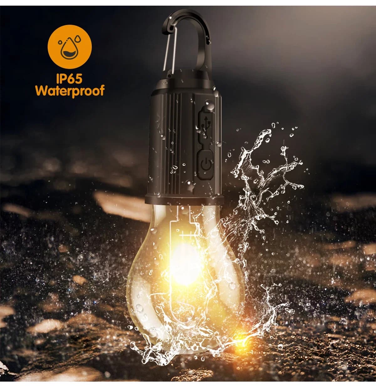 Lampe de Camping LED type-c, Rechargeable par USB, étanche, 400mAh, 100LM, pour tente, avec crochet,