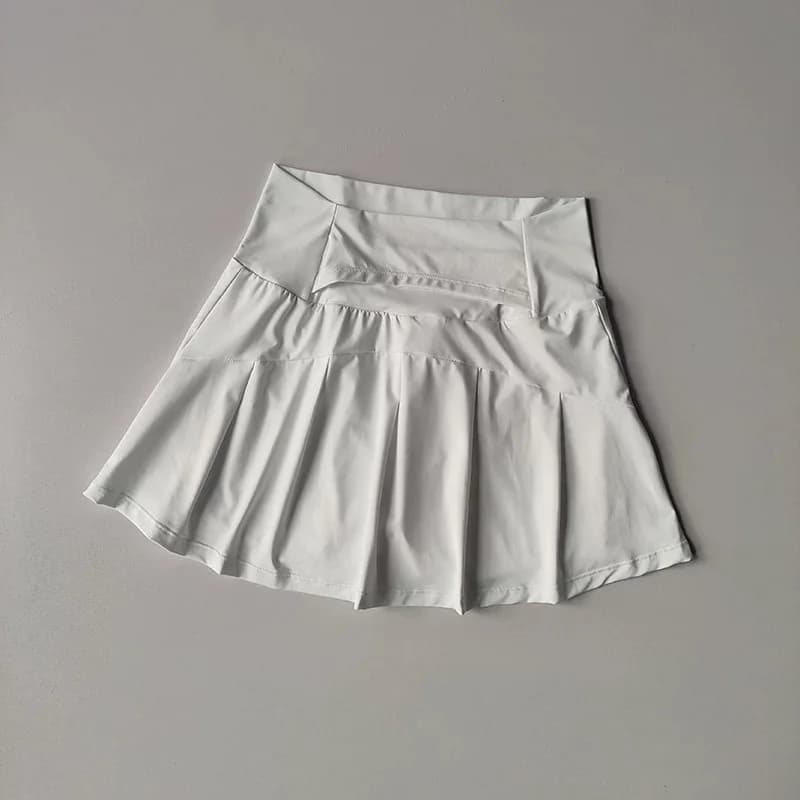 Jupe courte de sport taille haute pour femmes, pantalon de Yoga trapèze Anti-éblouissement avec doub