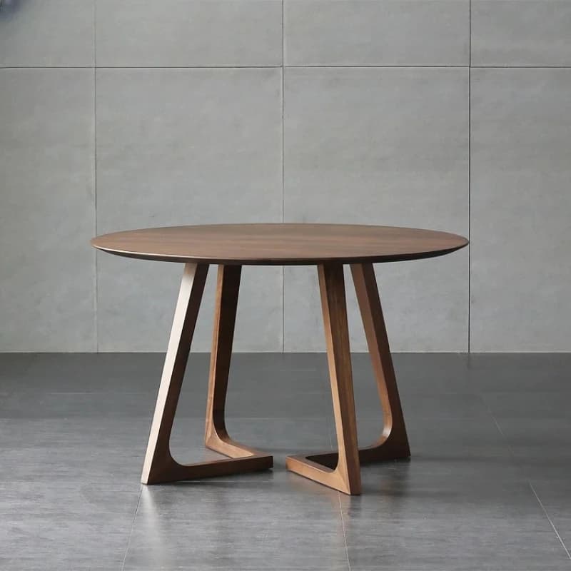 Table à manger ronde domestique en bois massif, bureau de vente simple et moderne,