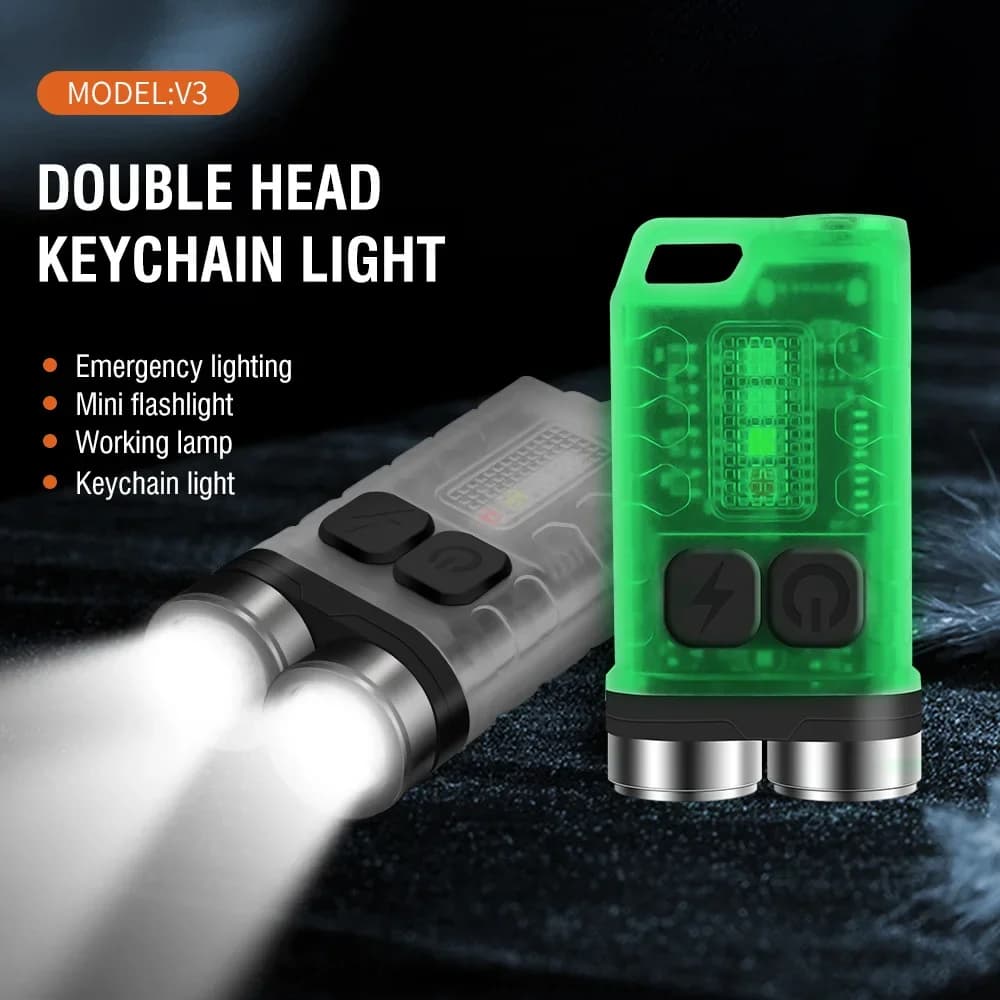 BORUiT V3 porte-clés LED Portable 900LM EDC lampe de poche UV lampe de travail type-c Mini torche Re