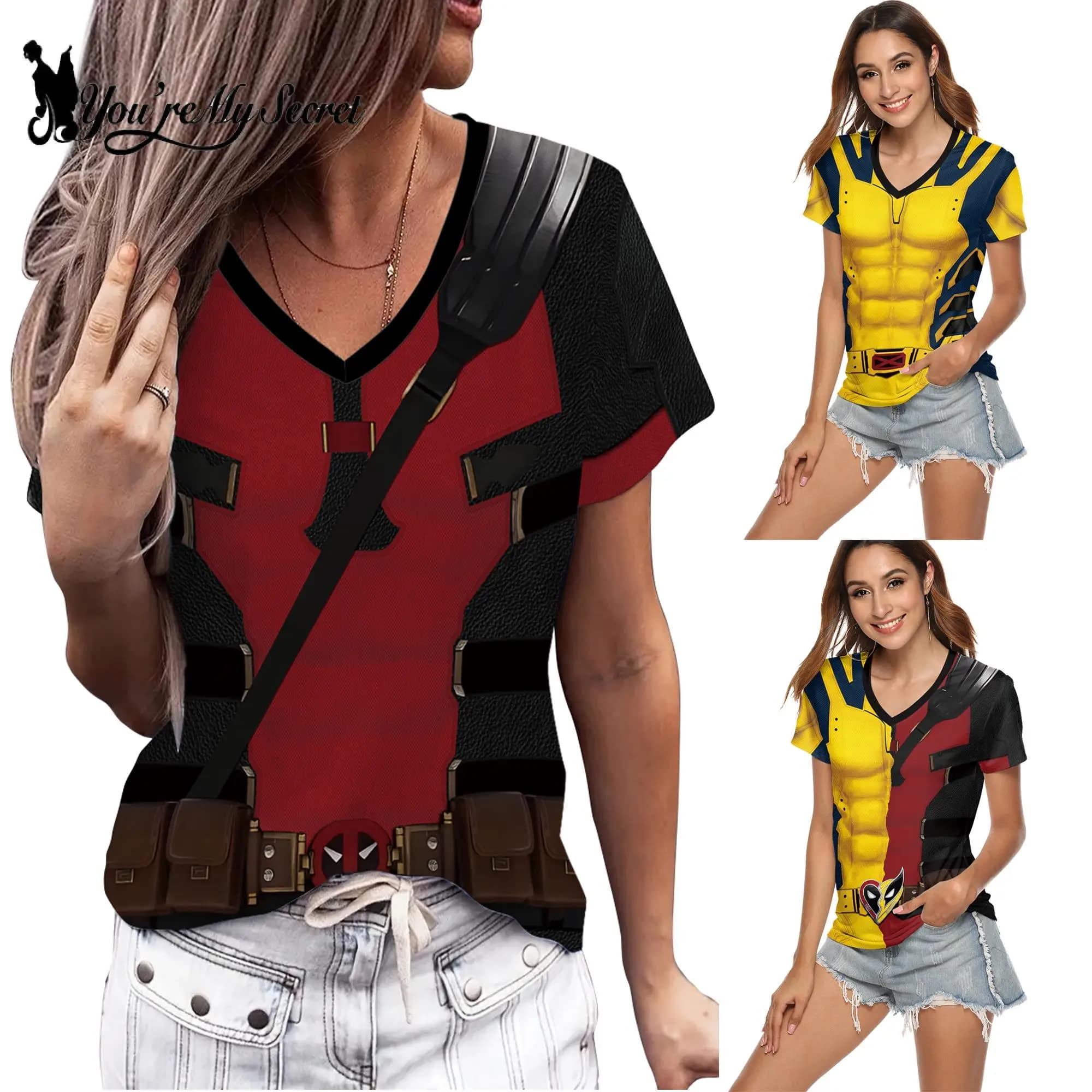 [Tu es mon Secret] T-Shirt femme Wolverine Cosplay Deadpool chemises à manches courtes Halloween car