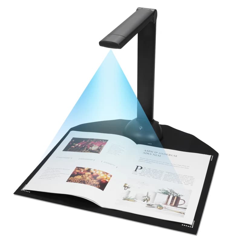 Scanner de livre d'appareil photo avec lumière de remplissage LED, balayage haute vitesse, prise en 