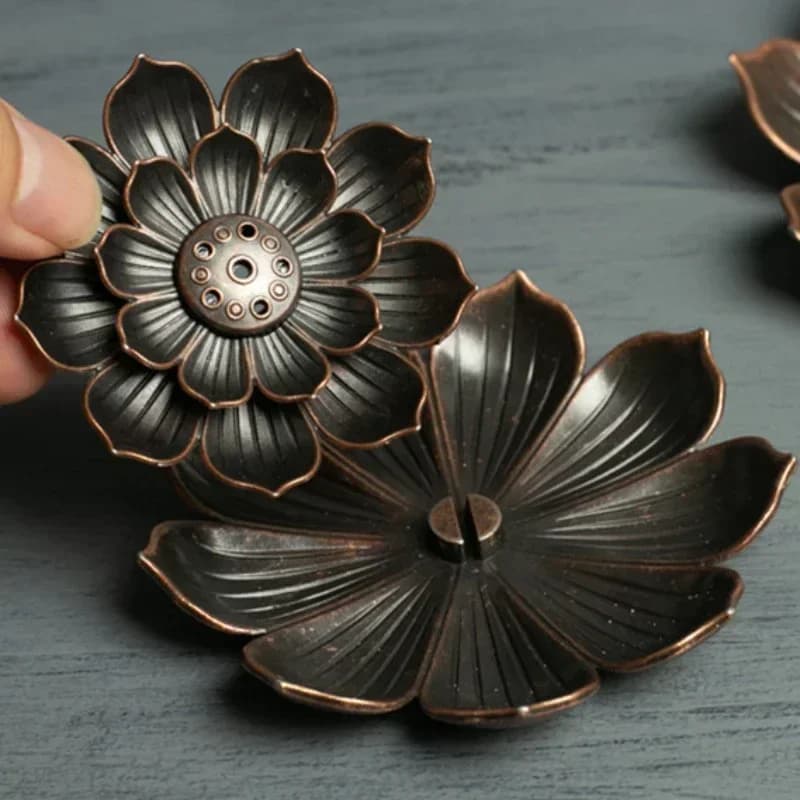 Porte-encens pour bâtons, brûleur d'encens en alliage créatif à 3 niveaux, porte-bâton d'encens Lotu
