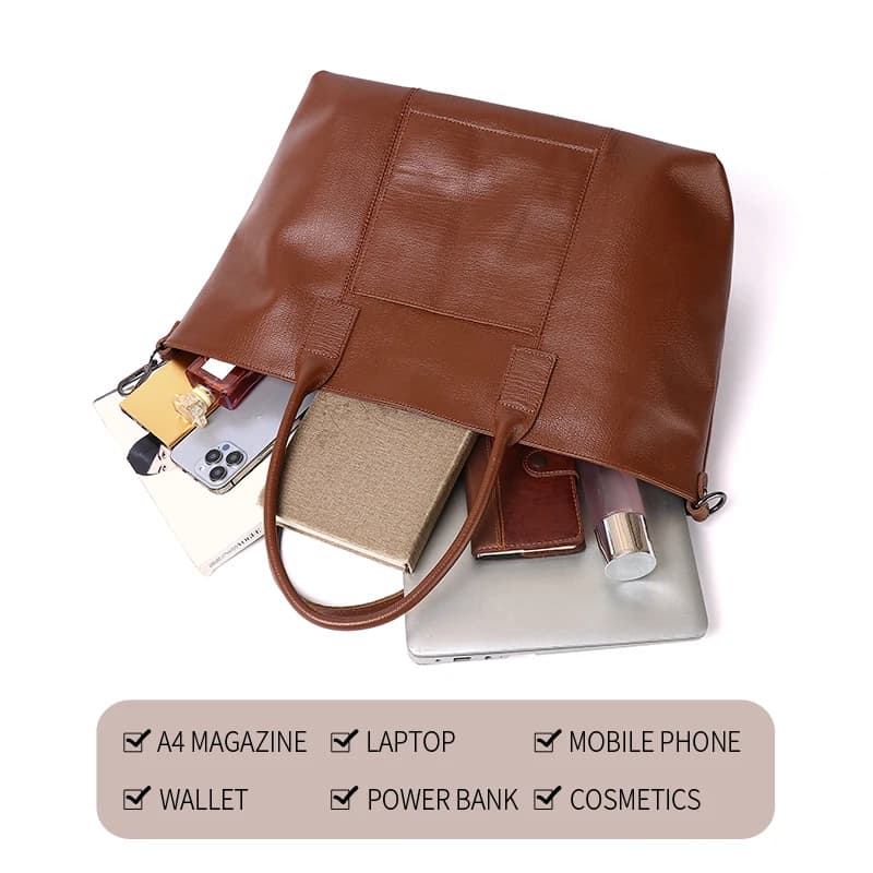Sac fourre-tout élégant en cuir pour femme, cuir de vache véritable, extensible, 14-25 ", pour ordin