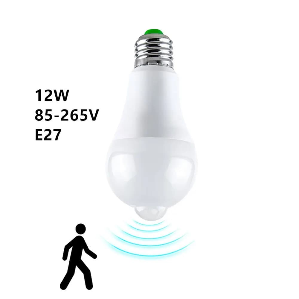 Ampoule LED avec capteur de mouvement PIR E27, Induction infrarouge humaine intelligente, lumière bl