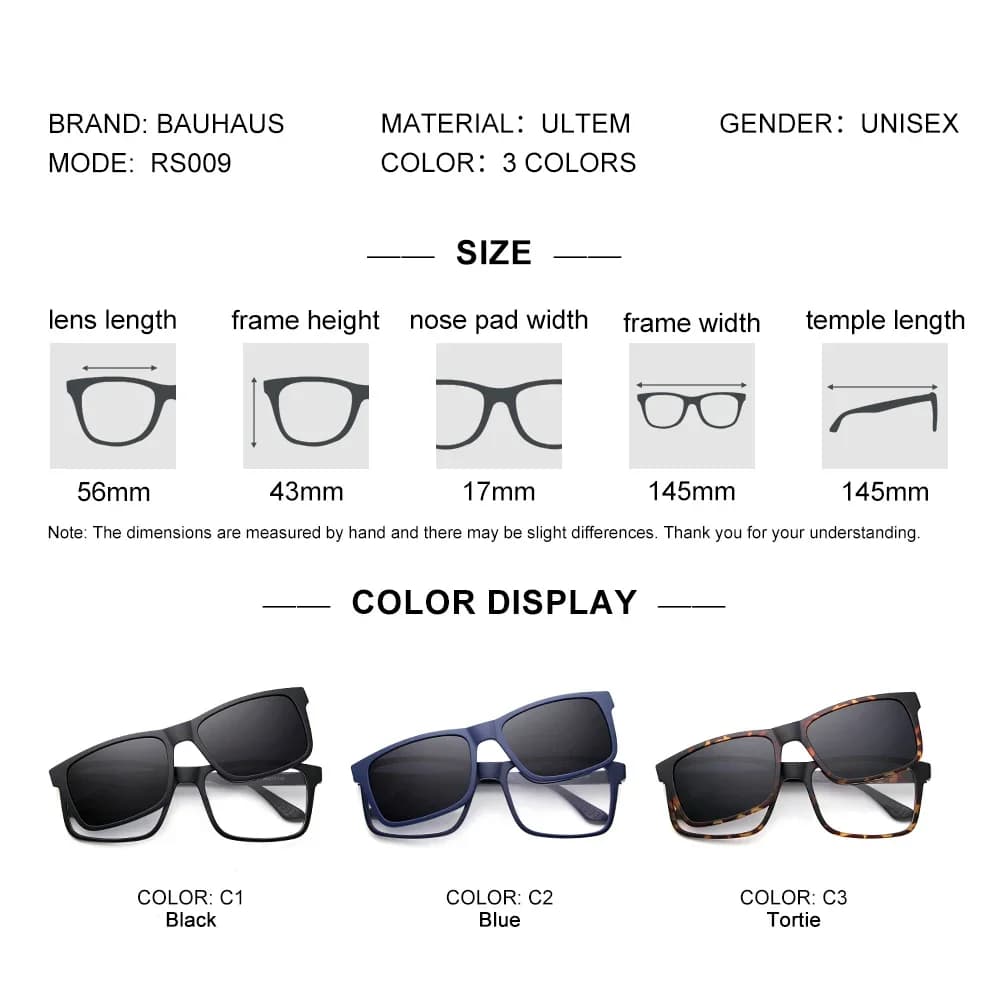 RS009 lunettes de soleil à monture magnétique classique ultra-légère et combinaison de lunettes opti