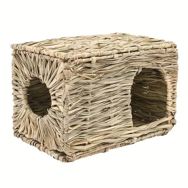 Cages à lapin tissées pliables, maison enge pour lapin, hamster overd'inde, jouets à mâcher enge, ni