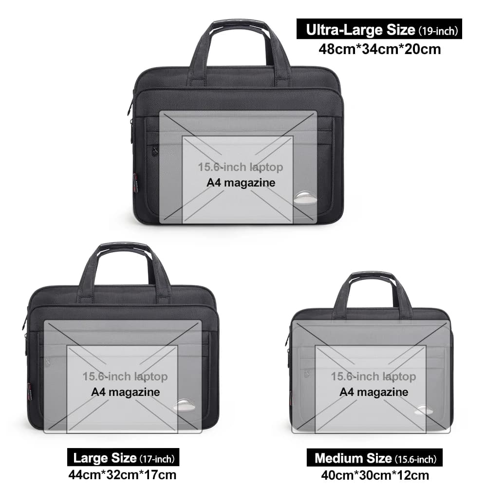 Porte-documents de grande capacité pour hommes, sac d'affaires 15.6 pouces 17 pouces 19 pouces, sac 