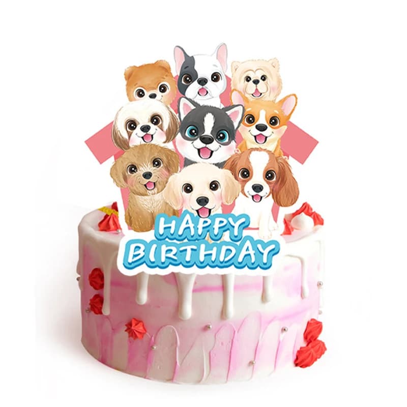 Décoration de Cupcake en forme de chien, chiot, joyeux anniversaire, décoration de fête, fournitures