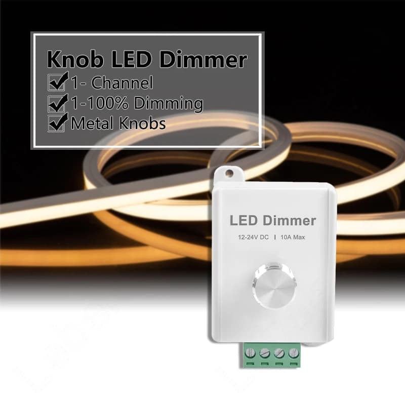 Nouveau Mini bouton LED variateur DC 12V 24V 10A 1 canal contrôleur d'éclairage rotatif en métal pou