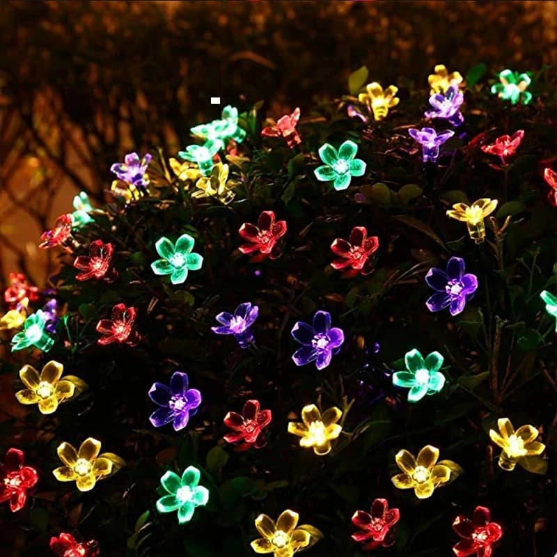 Guirlande solaire d'extérieur étanche à 20led, 5M, 8 modes, fonctionne à piles, fleur de cerisier, d