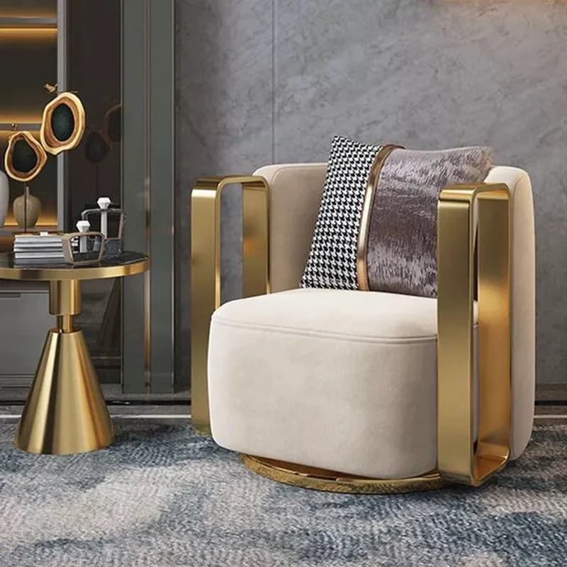 Luxe Relax cuir loisirs Accent chaise meubles de salon en métal pivotant loisirs moderne tissu faute