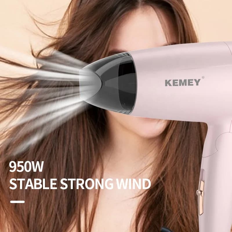 Kemei sèche-cheveux Compact pliable à poignée Portable souffleur à faible bruit sèche-cheveux vent c
