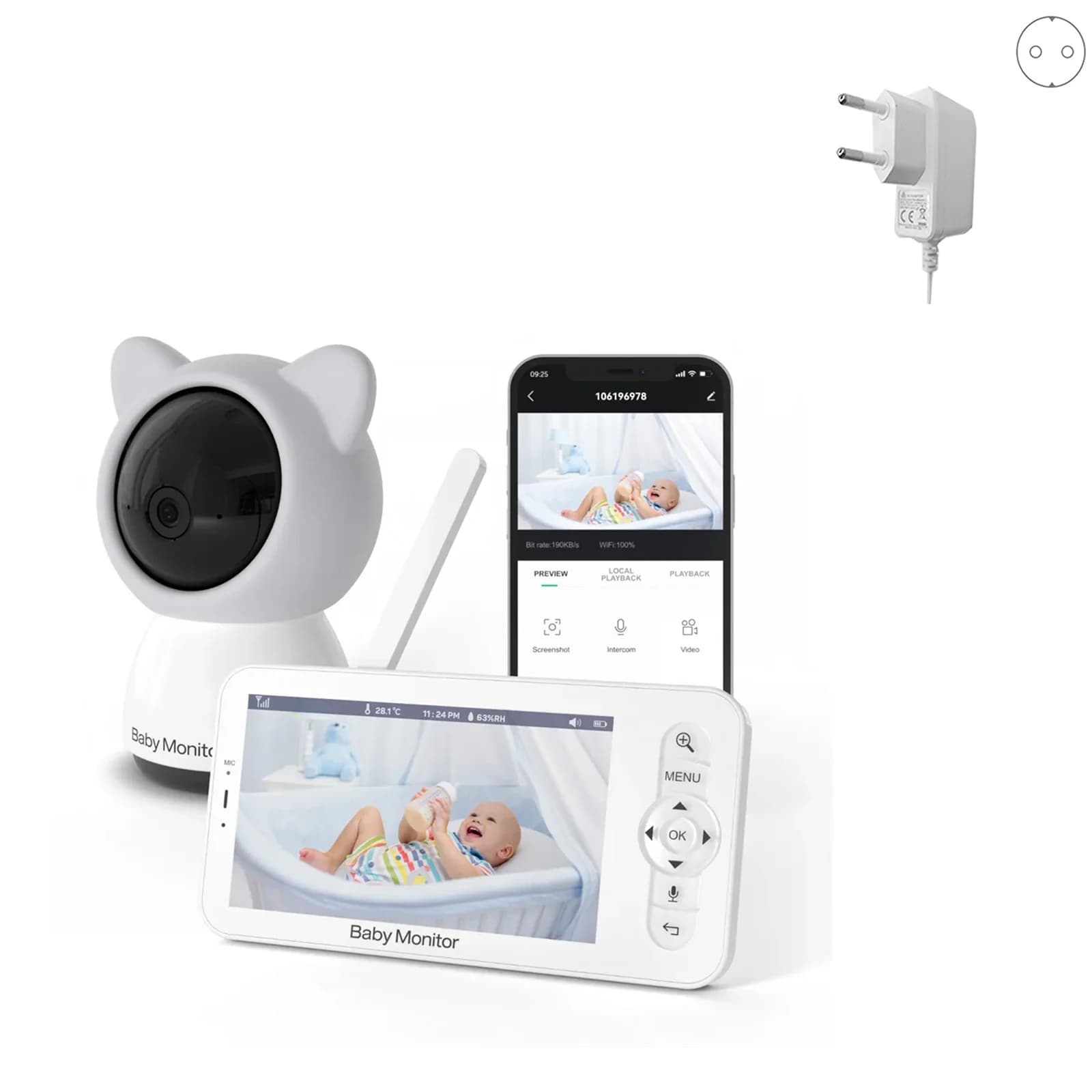 Babystar 5 pouces Wifi bébé moniteur HD LCD Babyphone vidéo bébé caméra nounou téléphone portable AP