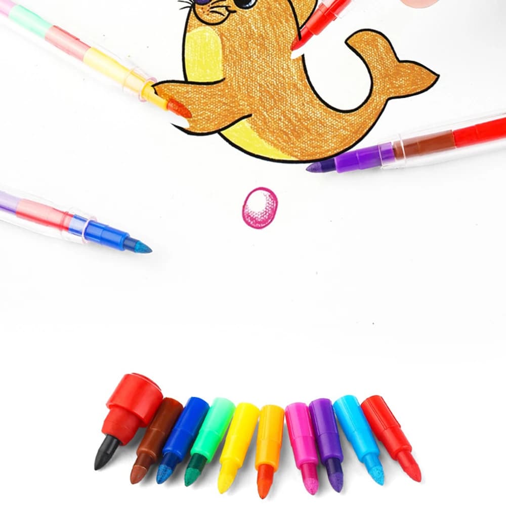 Ensemble de Crayons Graffiti de peinture colorés empilables, fournitures de fête pour enfants, cadea
