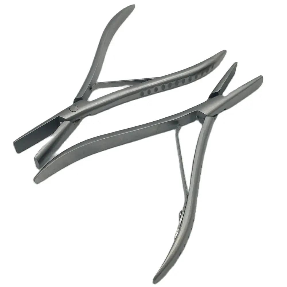 Pince d'extension de cheveux avec rainure lisse, dents plates de 7 pouces, pince en acier inoxydable