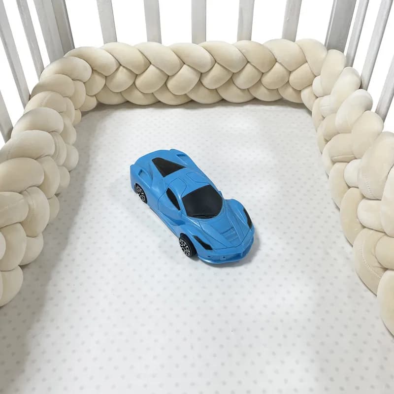 Pare-chocs De berceau Tresse De Lit 4 noués 2-4M, tissu doux pour la peau, décor De chambre De bébé,