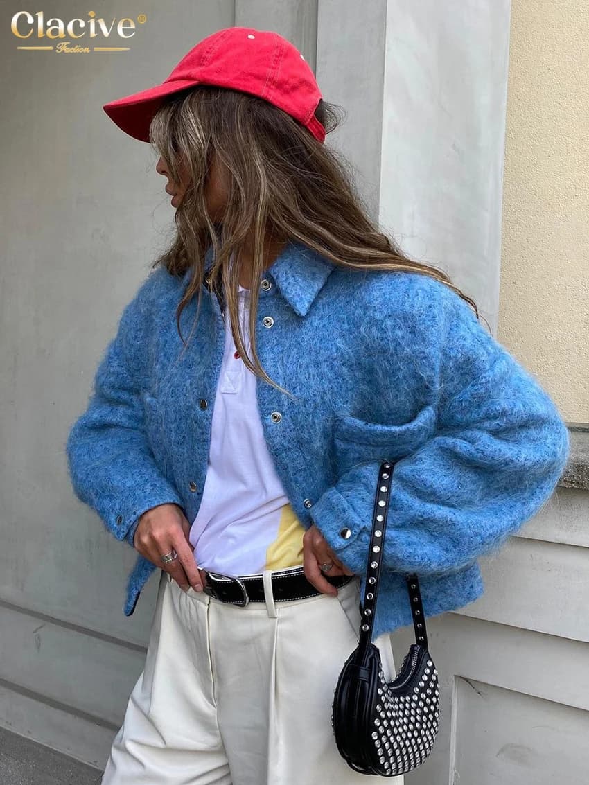 ClacMarkets-Veste à revers à manches longues pour femmes, haut de poche classique élégant, vêtements