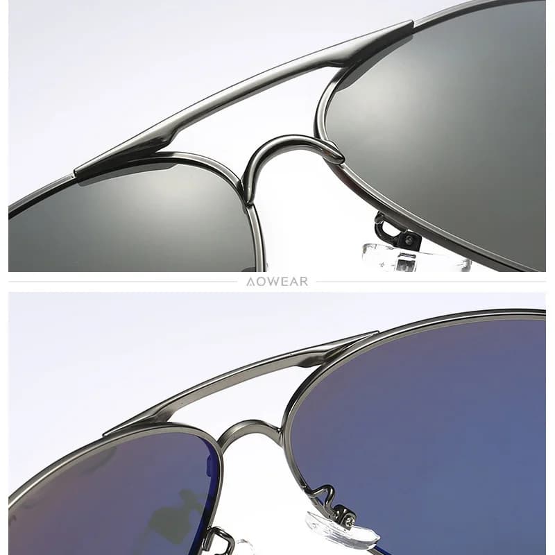 AOWEAR hommes Aviation lunettes de soleil hommes miroir polarisé lunettes de soleil pour homme HD co