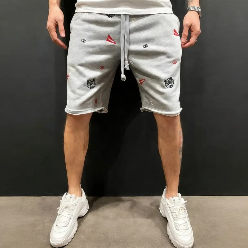 Shorts amples en coton pour hommes, style streetwear, brodés, décontractés, pour le sport et la musc