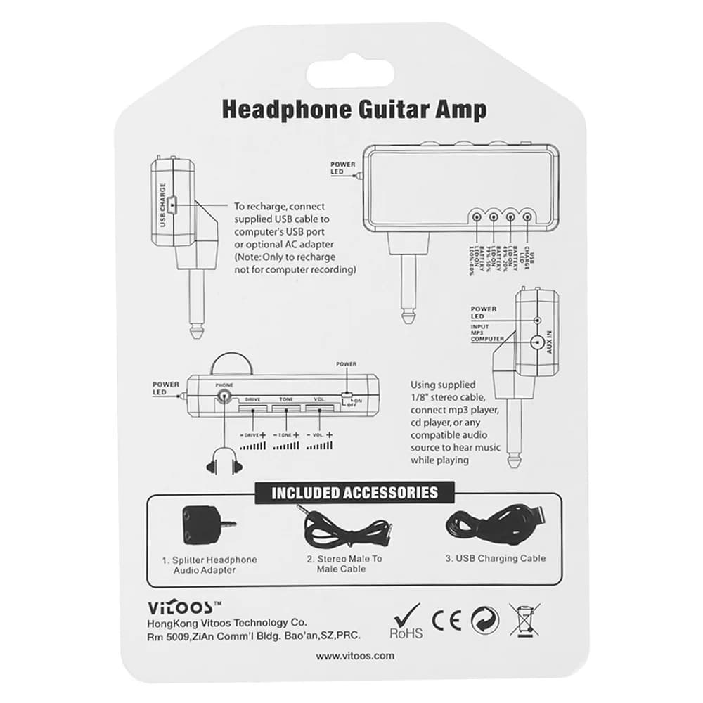 Mini amplificateur de casque électrique VITOOS pour guitare, ampli compact portable pour heavy rock