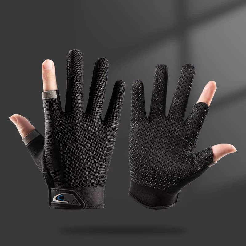 Gants de pêche d'été compatibles avec écran tactile à deux doigts pour hommes et femmes, antidérapan