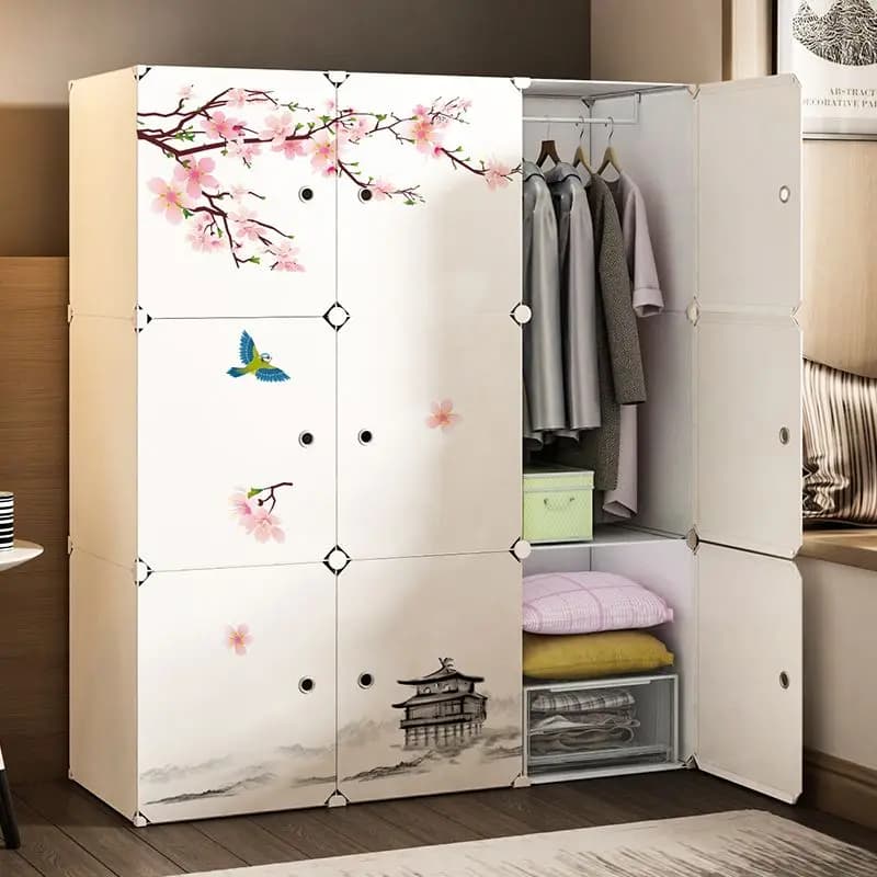 Meubles de chambre à coucher pliables, garde-robe à assembler, armoires à vêtements durables en plas