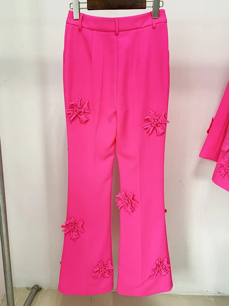HIGH STREET Nouveauté 2026 Pantalon de mode de créateur pour femme avec applications florales