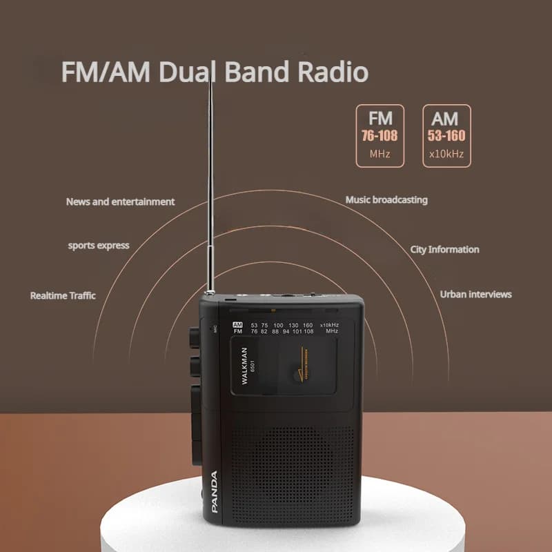 Lecteur de musique à cassette portable avec haut-parleur radio AM et FM baladeur rétro magnétophone 