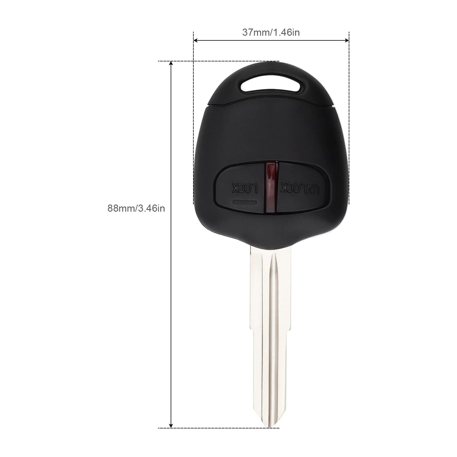 Clé télécommande à 2 boutons 433Mhz, avec puce ID46 et lame non coupée, pour MITSUBISHI Outlander/Pa