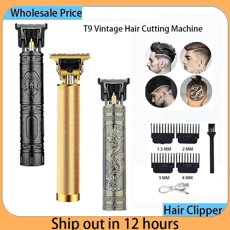 Tondeuse à cheveux vintage T9 pour hommes, machine de découpe de cheveux portable, rasoir à charge r