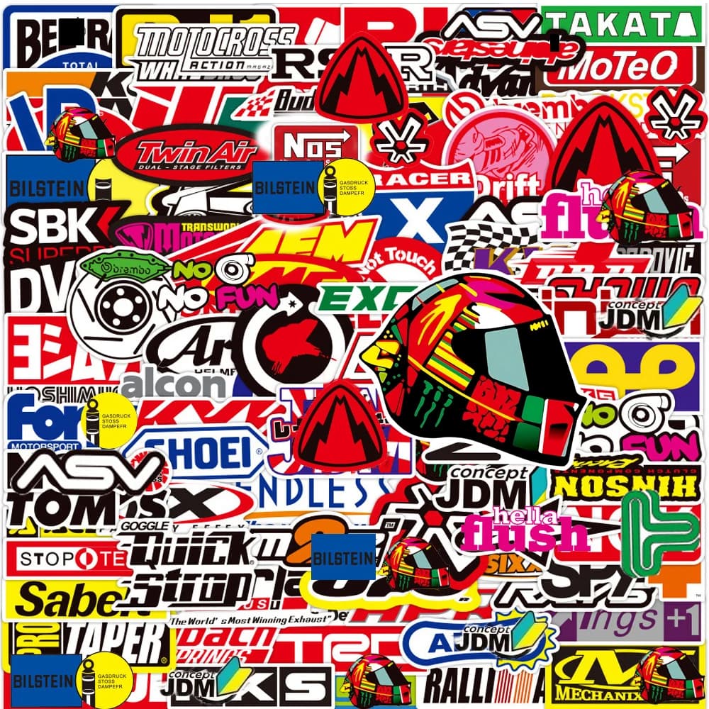10/50/100/200 pièces Cool voiture de course JDM Graffiti autocollants étanche bricolage Skateboard t
