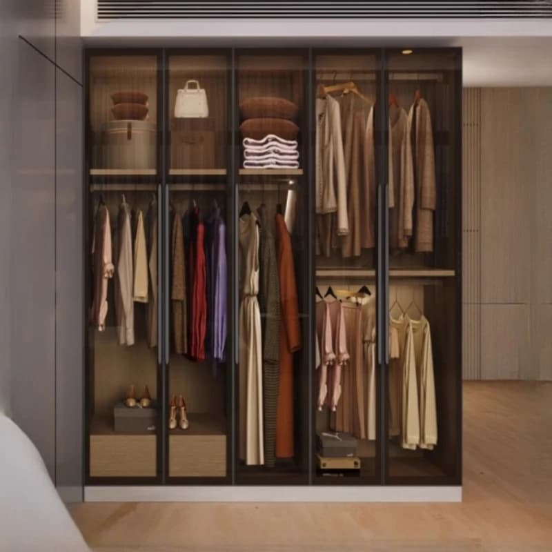 Portes en verre armoire étagères de luxe salon économiser placards vêtements Double armoire maison p