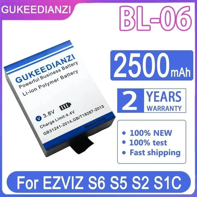 Batterie d'appareil photo numérique pour Ezviz S6 S5 S2 S1C BL-06 2500mAh, respectueuse de l'environ