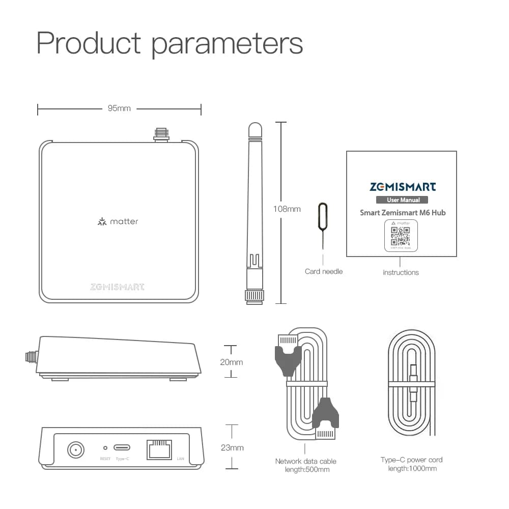Matter Zigbee – Hub filaire avec antenne, Signal réseau puissant, passerelle de pont pour maison int