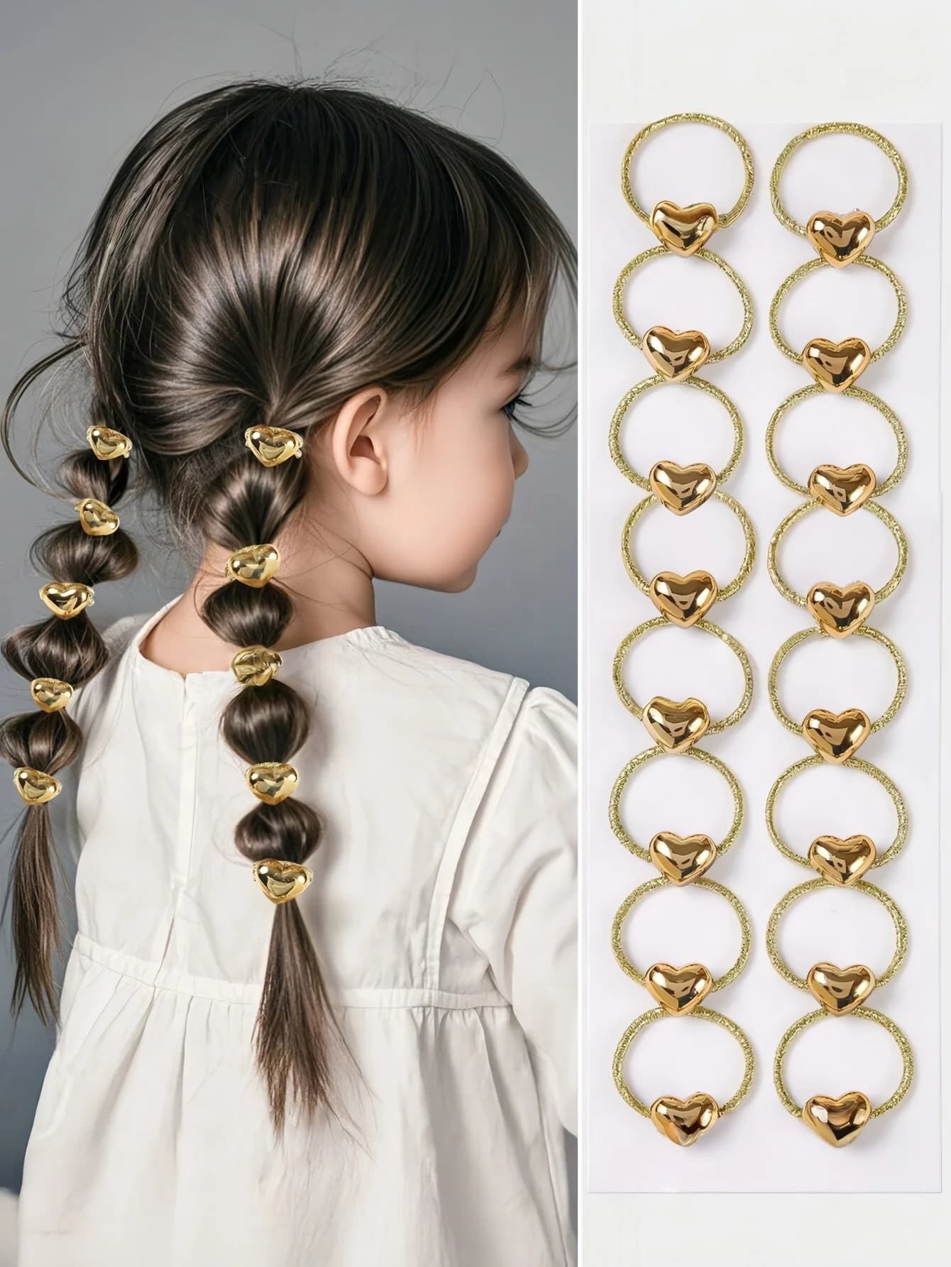 Lot de 10 jolis élastiques pour cheveux de style princesse pour bébés filles, avec paillettes dorées