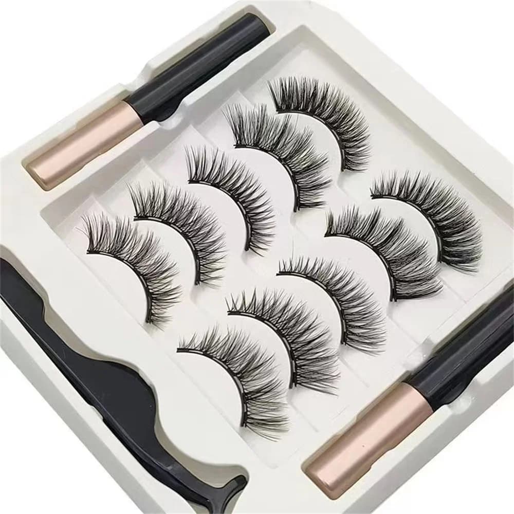 5 paires 5 cils magnétiques Eyeliner pince à épiler ensemble 3D cils de vison naturel artificiel fau