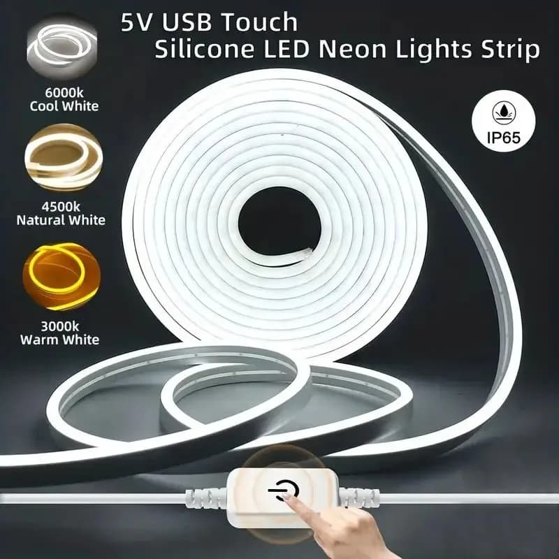 Bande lumineuse LED en silicone étanche avec capteur tactile, enseigne au néon, lampe à intensité va