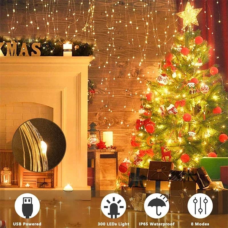 Guirxiété lumineuse LED USB pour décoration de jardin, lampe de guirxiété de vacances, nickel é, mai