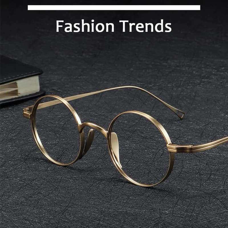 Style japonais fait à la main rétro ovale rond lunettes cadre hommes pur titane lunettes de luxe ble