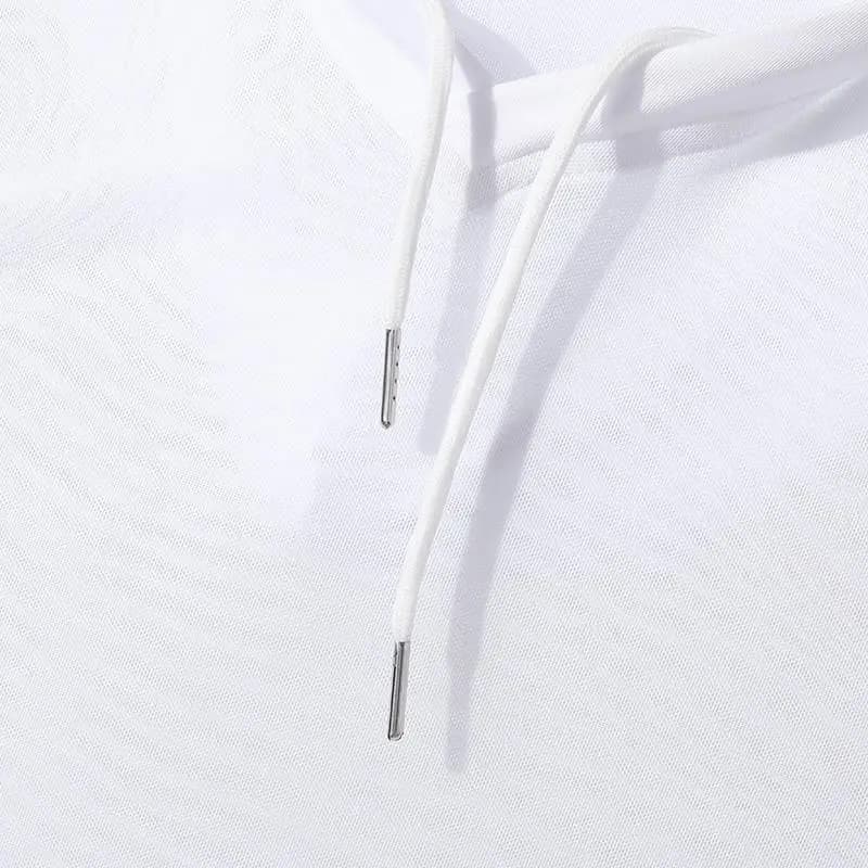 Nouveau Chic hommes à capuche sport débardeurs Sexy couleur unie Transparent sans manches T-shirt ét