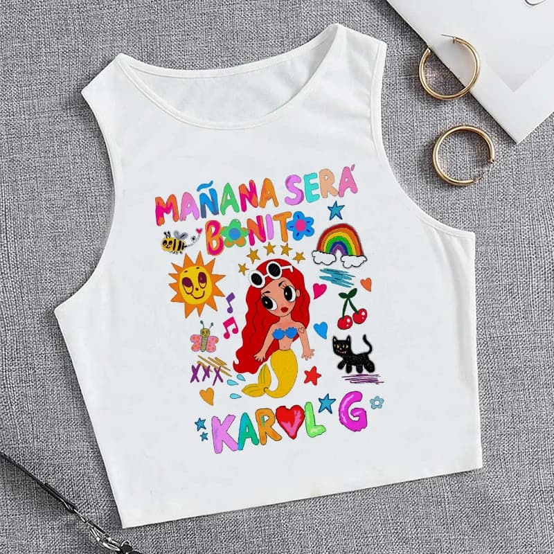 Hip Hop débardeur haut court Manana Sera Bonito Bichota Karol G t-shirt femmes graphique t-shirts vê