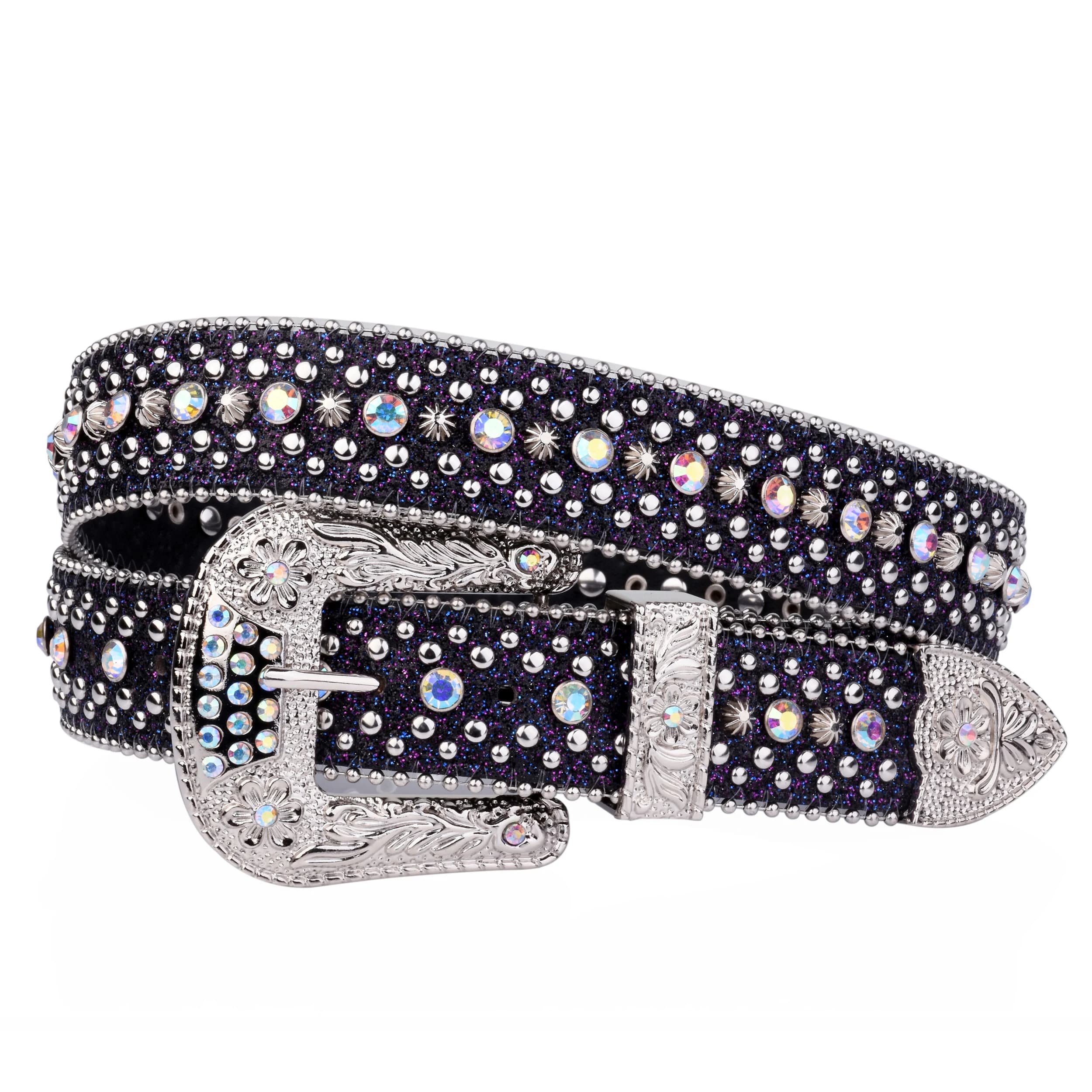 Ceinture Punk rock pour femmes, strass de luxe, bouton brillant, décorée en PU, Y2K, rétro, pour jea