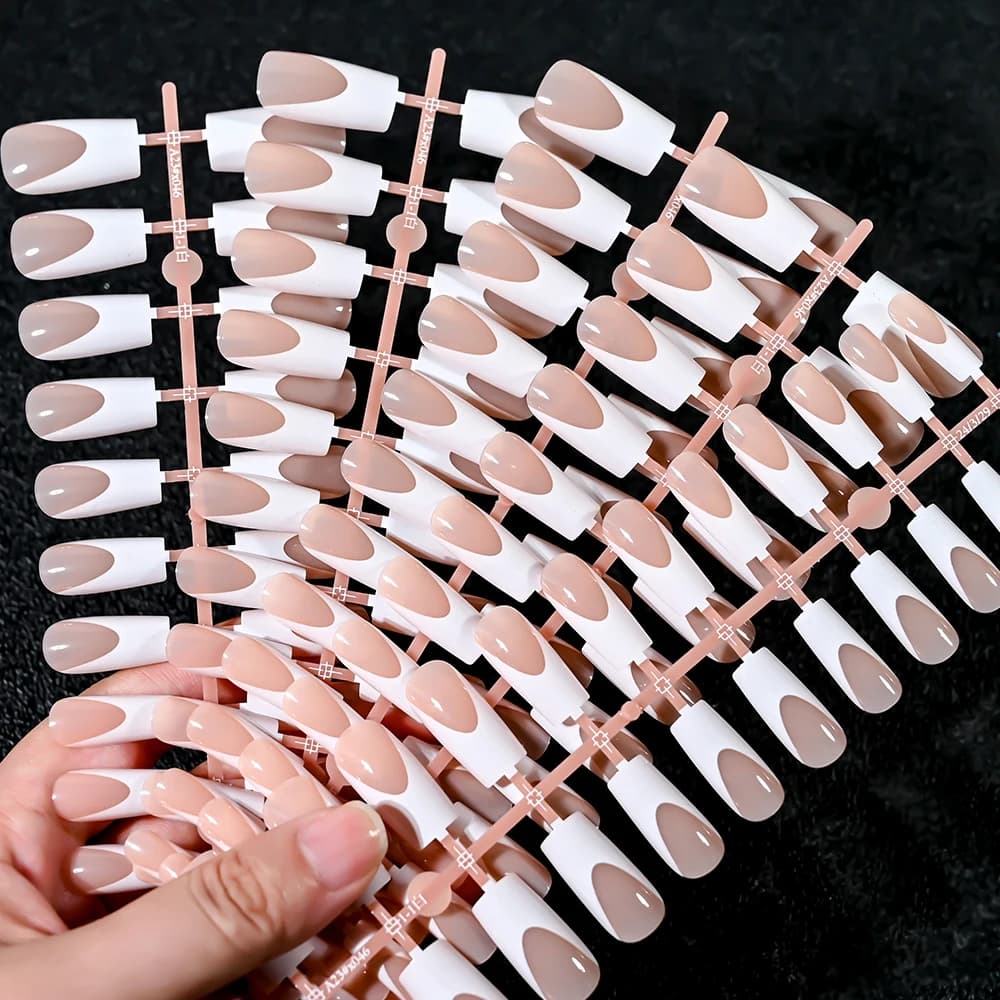 120 pièces acrylique français faux ongles carré amande cercueil faux ongles conseils pour les femmes