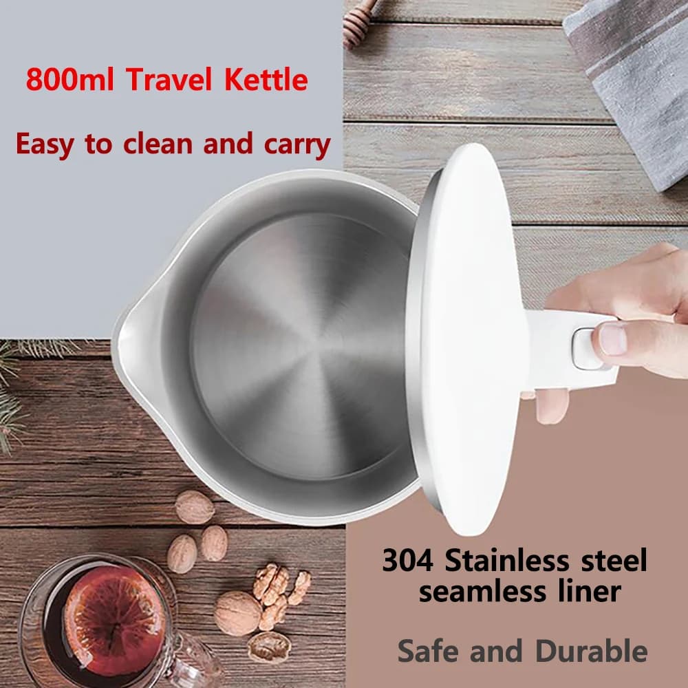 Bouilloire électrique de voyage thé café 0,8 l en acier inoxydable chaudière à eau Portable Pot pour