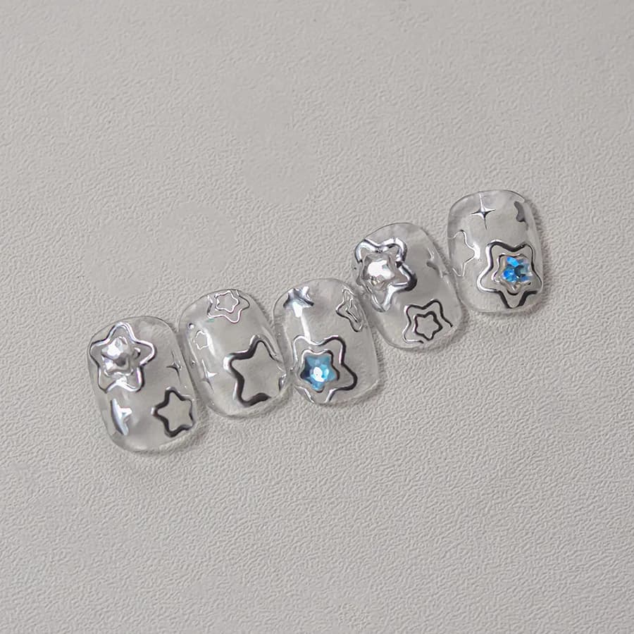 1 pièce 5D couleur cristal étoile ongles autocollants haute qualité amour brillant argent creux frot