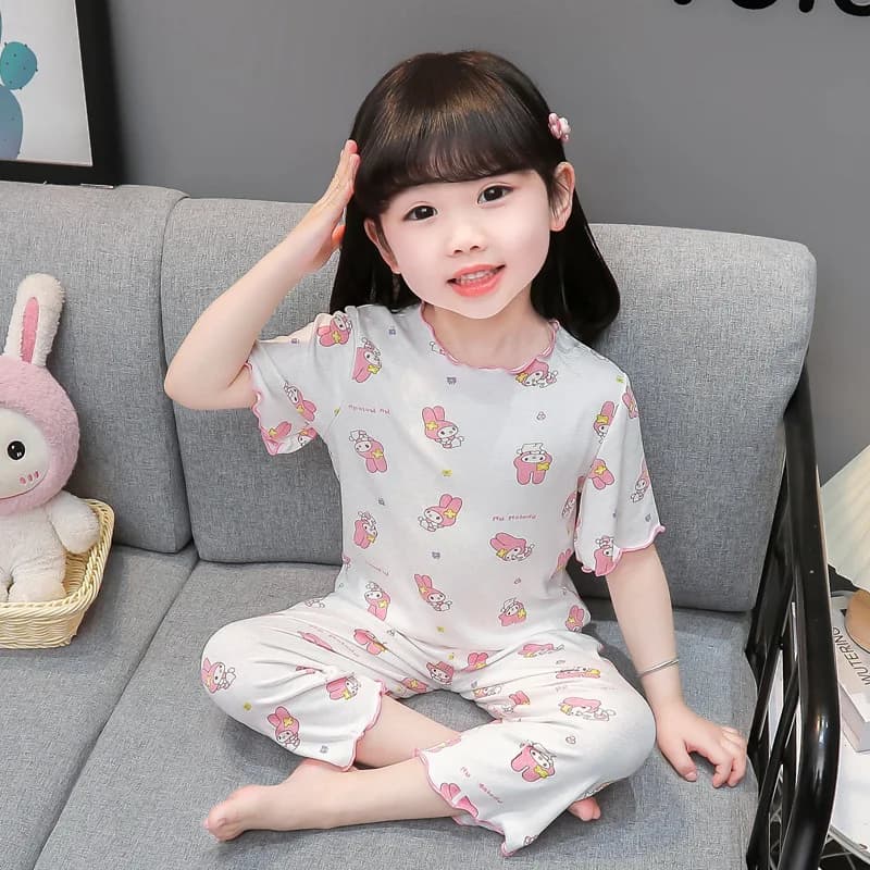 Sanrio – pyjama Kawaii pour filles, 2 pièces, ensembles de vêtements de détente Hello Kitty, vêtemen