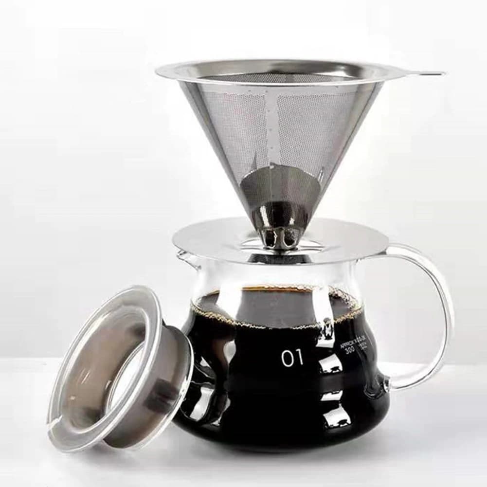 Porte-filtre à café réutilisable double couche en acier inoxydable, passoire à thé, accessoires de c