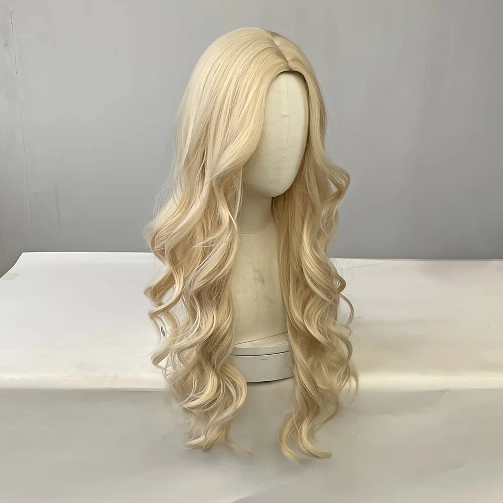 Perruque synthétique blonde pour femmes, avec grandes vagues et cheveux longs bouclés, ensemble comp